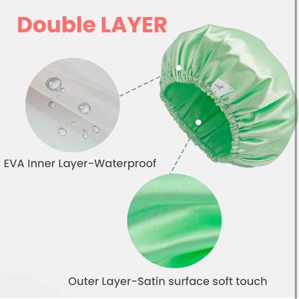 Shower Caps for Women Reusable Waterproof 4 PCS Bath Caps Hair Cover for Shower - Picture 3 of 6